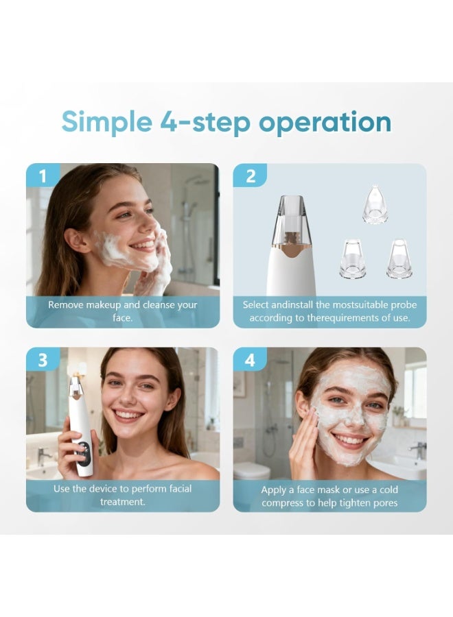 general Facial Pore Blackhead Remover Vacuum - Facial Pore Cleaner with 3 Adjustable Suction Levels, 3 Probes, USB Charging Interface - Blackhead Extractor Tools for Women & Men (White) - Image 3